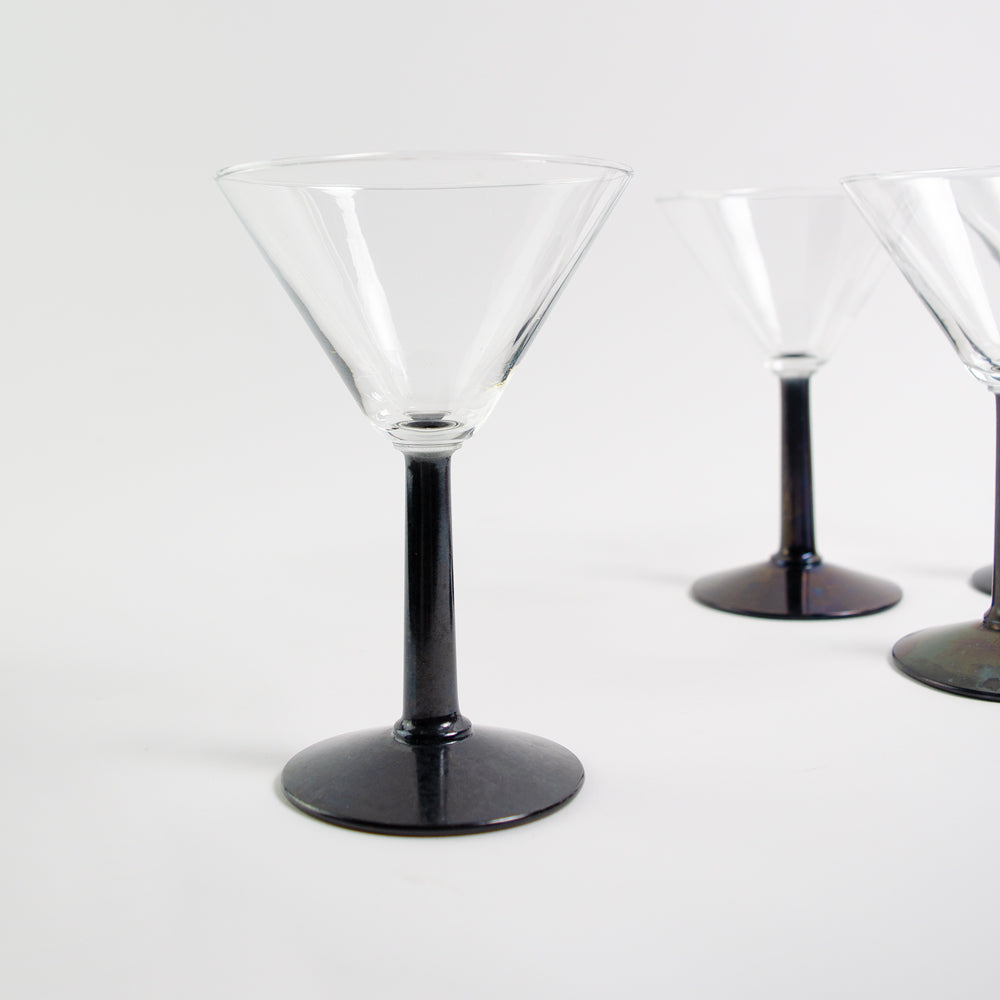 Set Black Martini Glasses