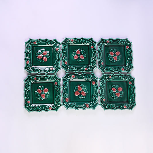 French Square Strawberry Plates