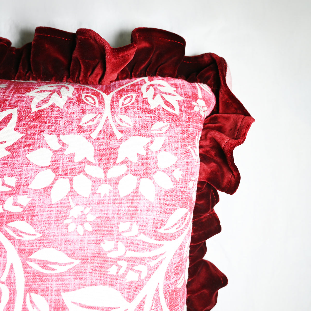 Terracotta William Morris Velvet Ruffle Cushion