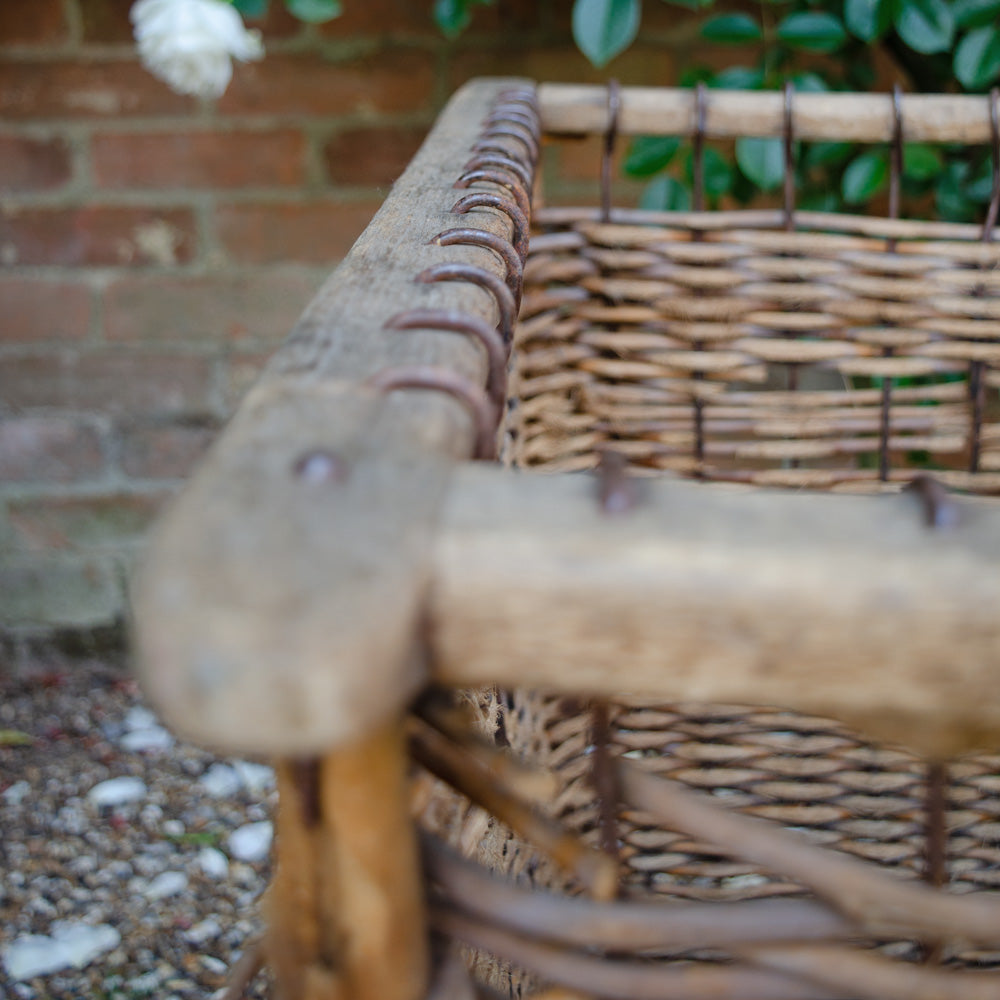 Stunning French Antique Mill Basket on Wheels