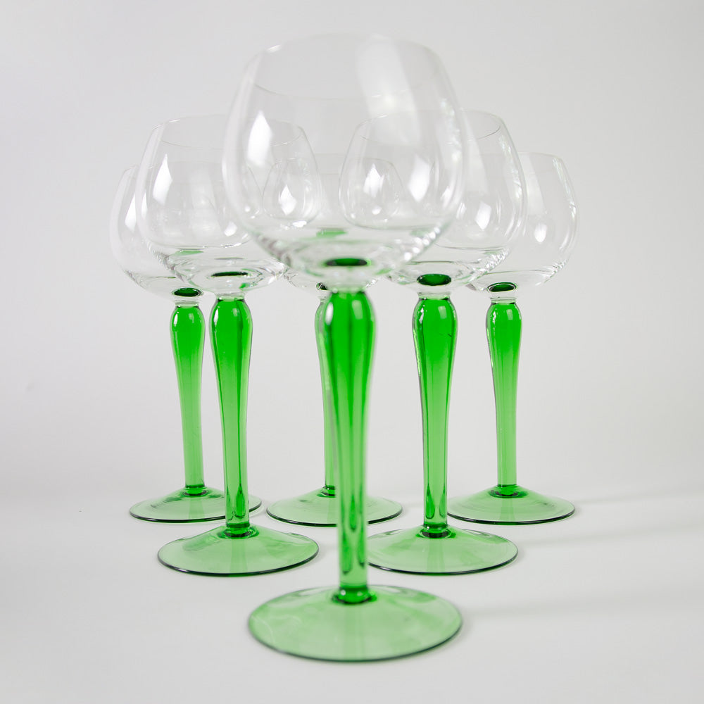 Green Slim Stemmed Racing Green Glasses