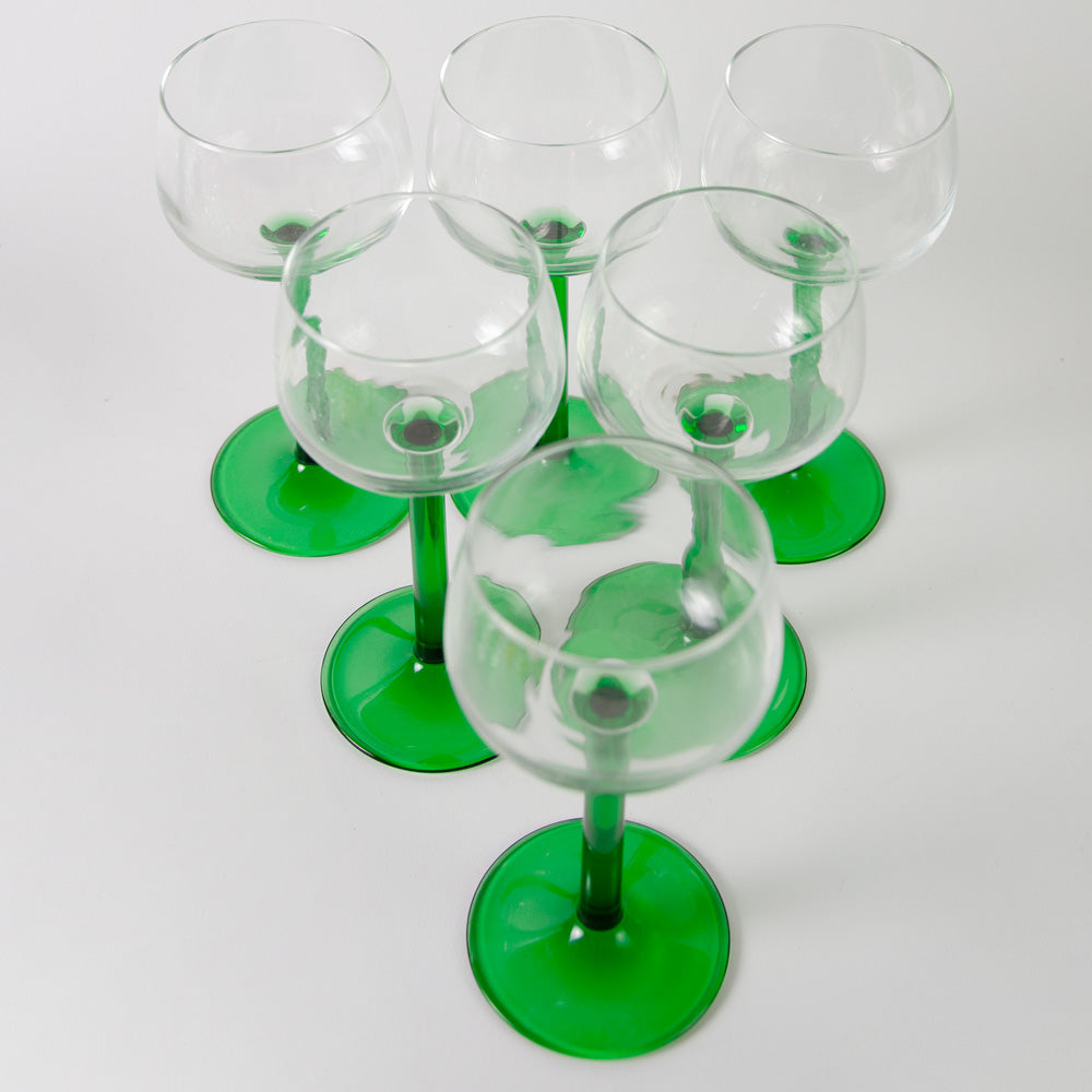 Set of Racing Green Luminarc Hock Wine Glasses