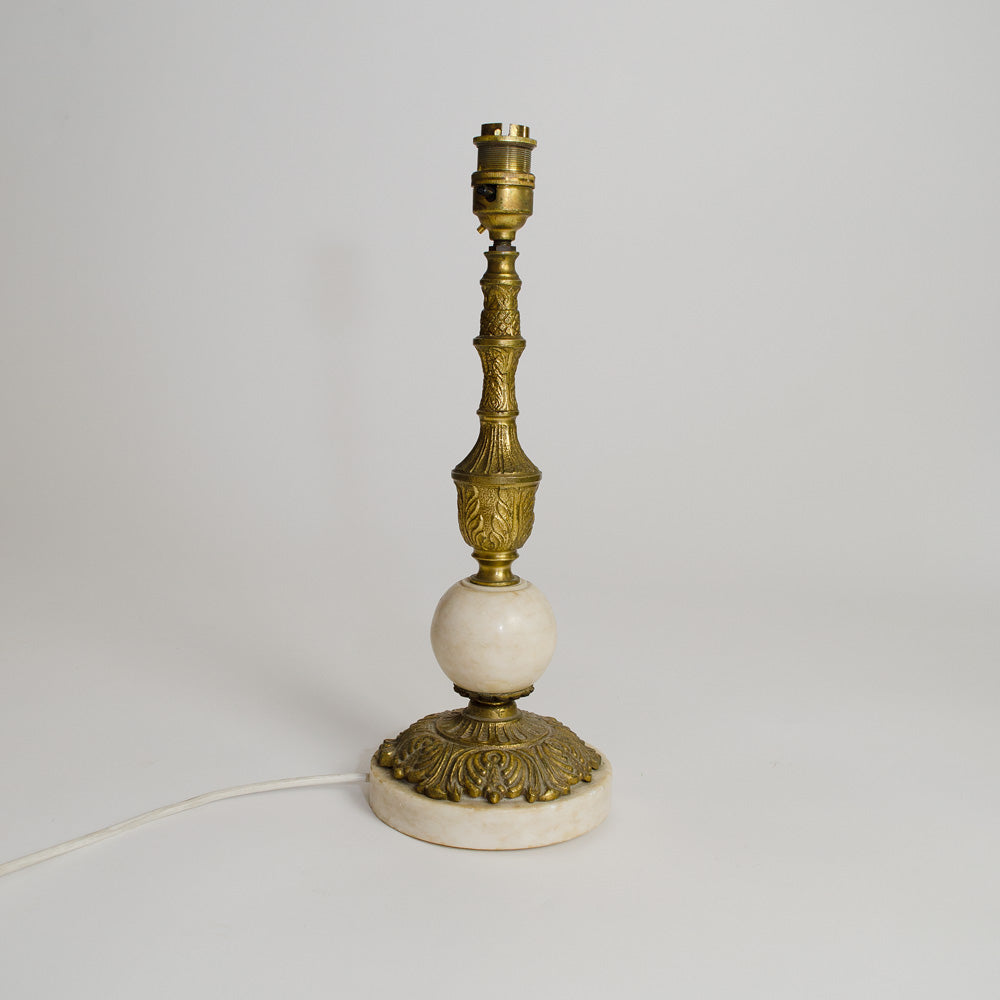 Vintage Brass and Marble Table Lamp Base