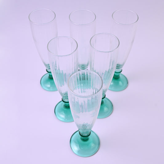 Set of tall Turquoise Glasses