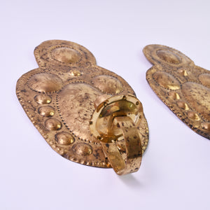 Set of Two Pressed Brass Wall Sconces