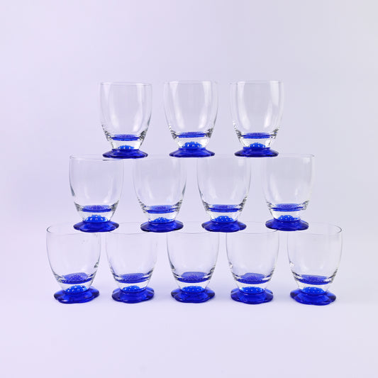 Cobalt Blue Flower Base Glasses Set