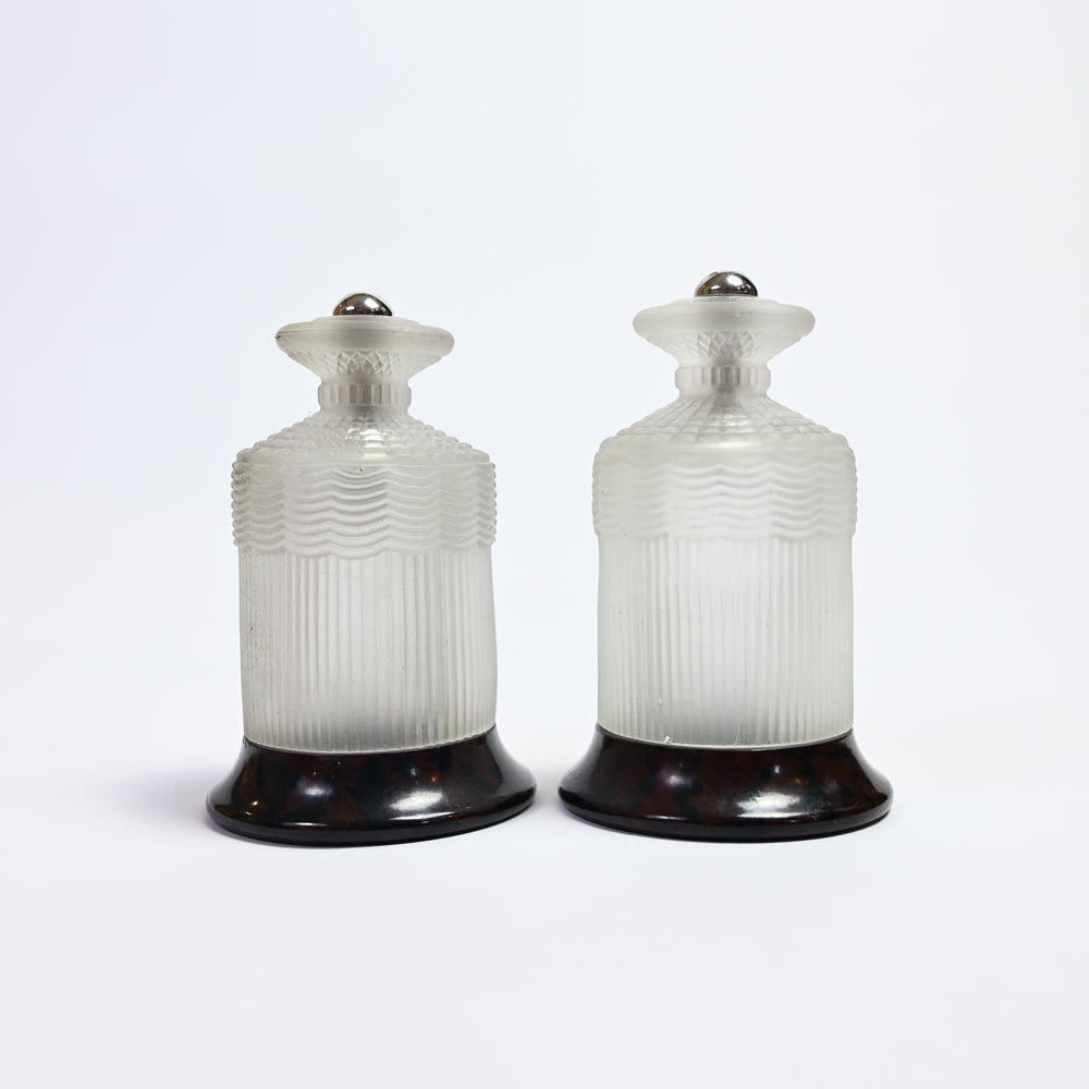 French Art Deco Glass Salt and Pepper Shakers