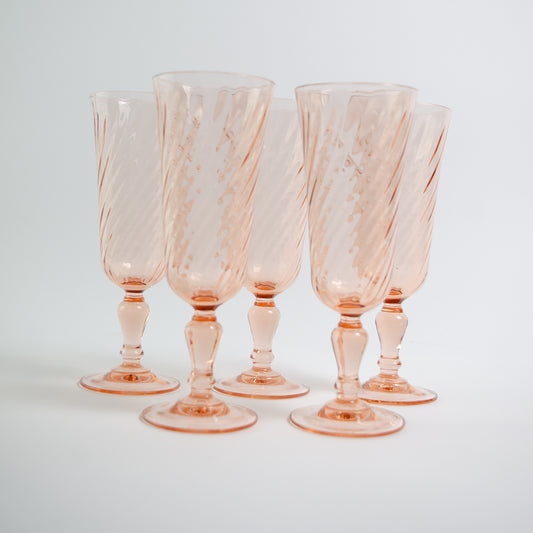 Set Pink swirl Champagne Flutes