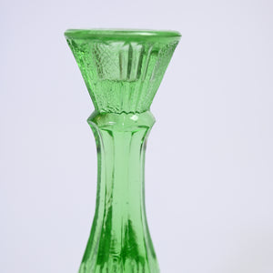 Pair of Pea Green Glass Candlestick Holders