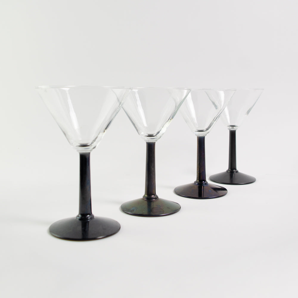 Set Black Martini Glasses