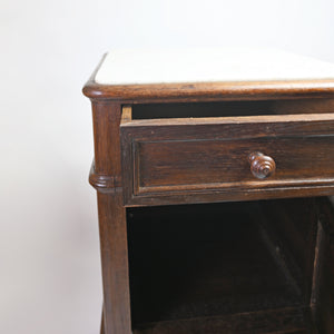 Pair of Cherry Wood and Marble side tables