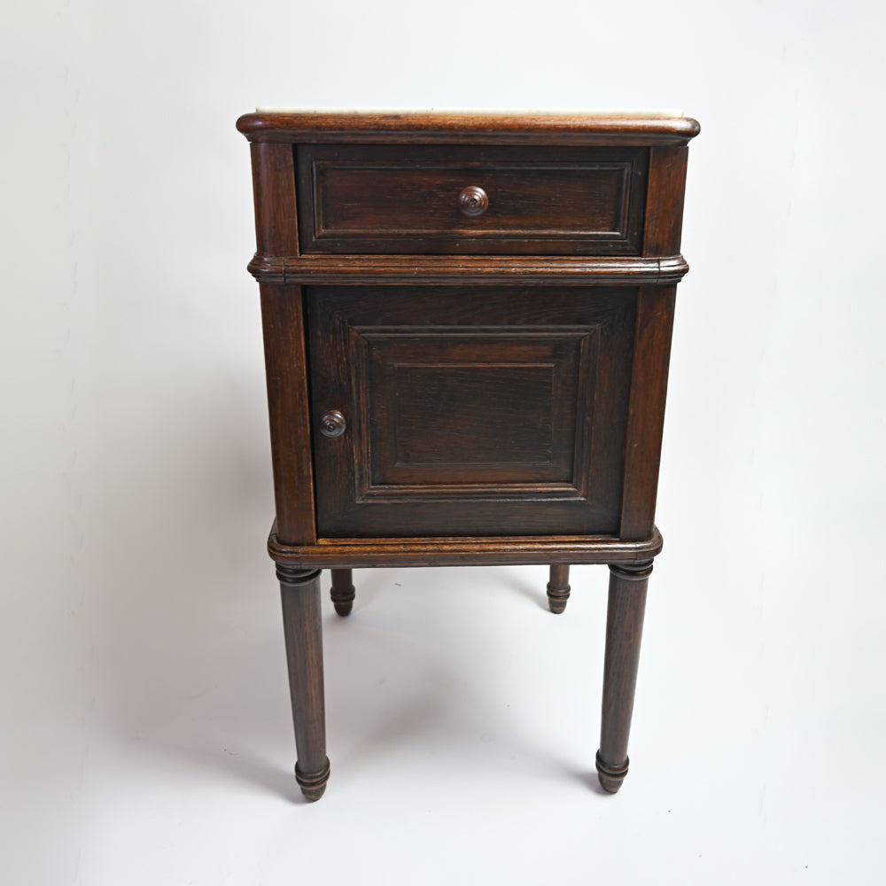 Pair of Cherry Wood and Marble side tables