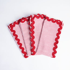 Berry Red Striped Napkins