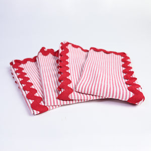 Berry Red Striped Napkins