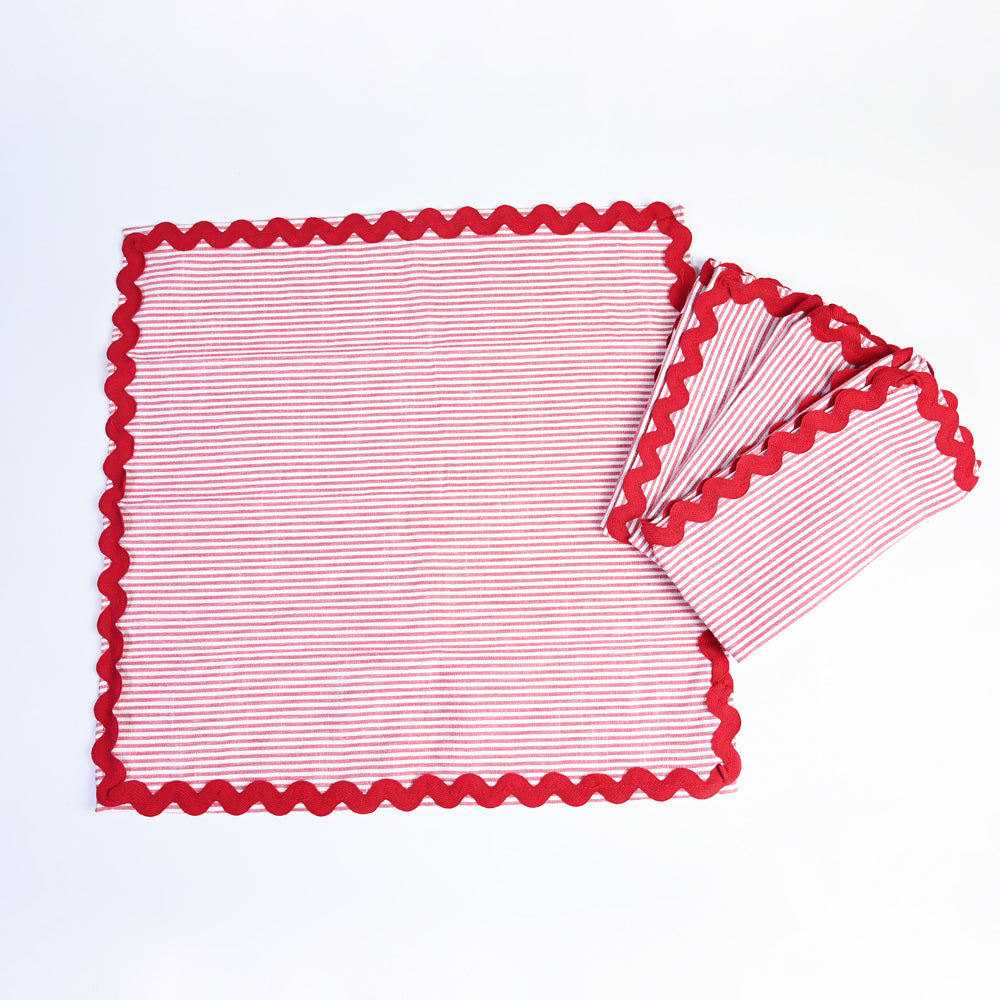 Berry Red Striped Napkins