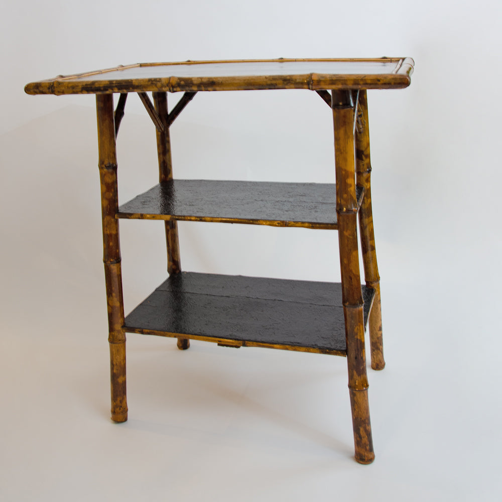 Oriental style Victorian Tiger Bamboo Tiered Side Table