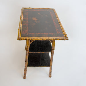 Oriental style Victorian Tiger Bamboo Tiered Side Table
