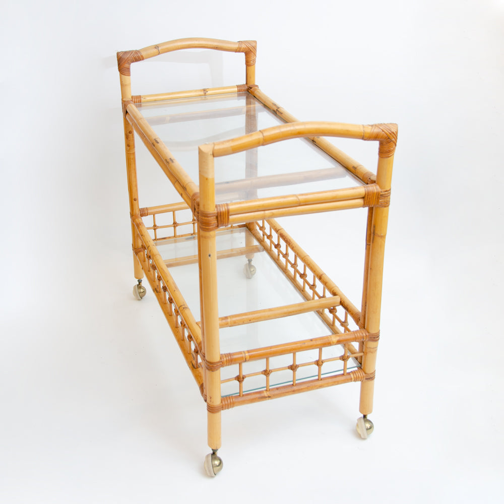 Mid Century Bamboo Drinks Trolley