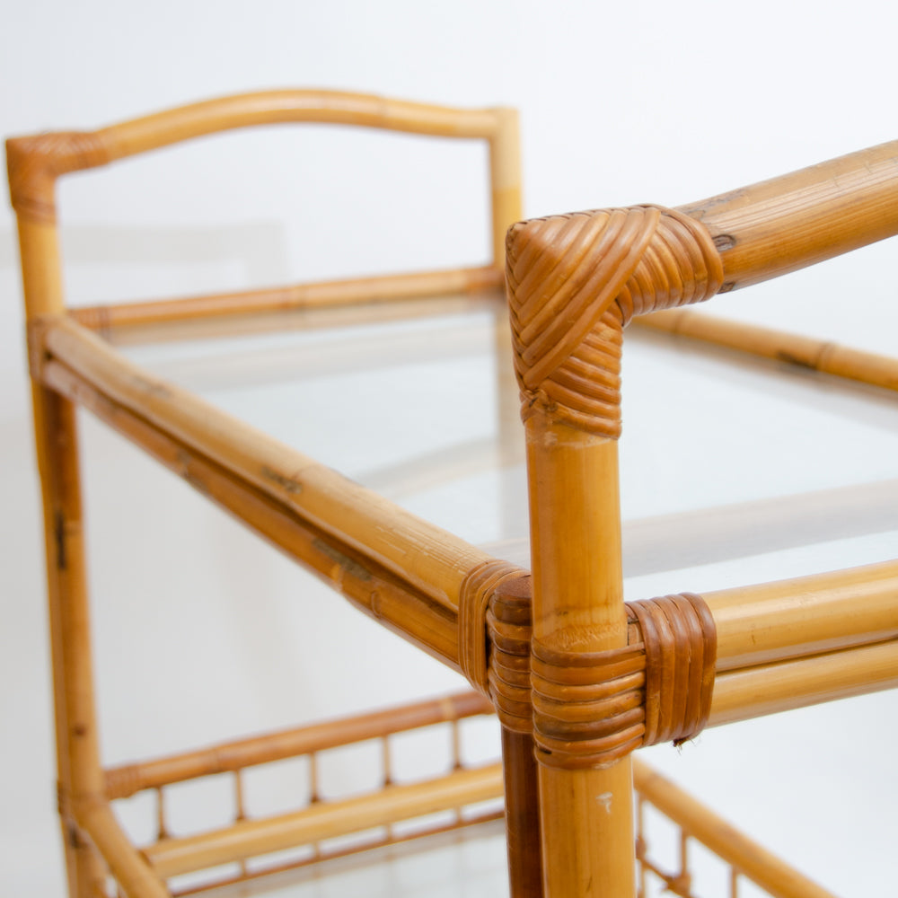 Mid Century Bamboo Drinks Trolley