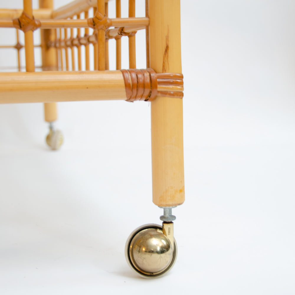 Mid Century Bamboo Drinks Trolley