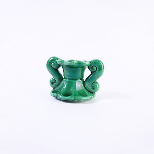 French jade Green Ceramic Candlestick Holder