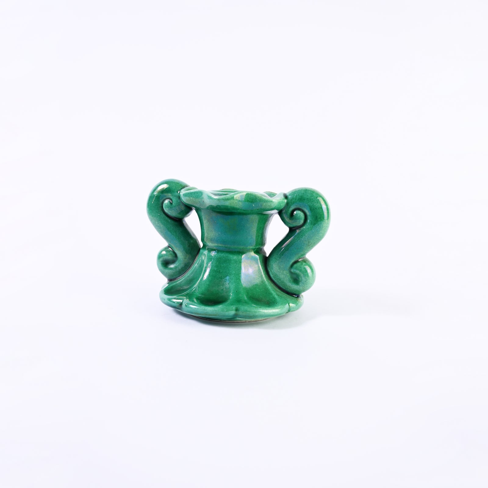 French jade Green Ceramic Candlestick Holder