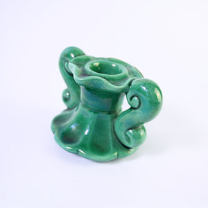 French jade Green Ceramic Candlestick Holder