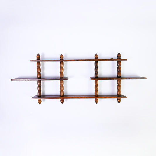 Victorian Oak Bobbin Shelf