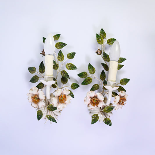 A stunning Pair of Toleware Floral Scounces