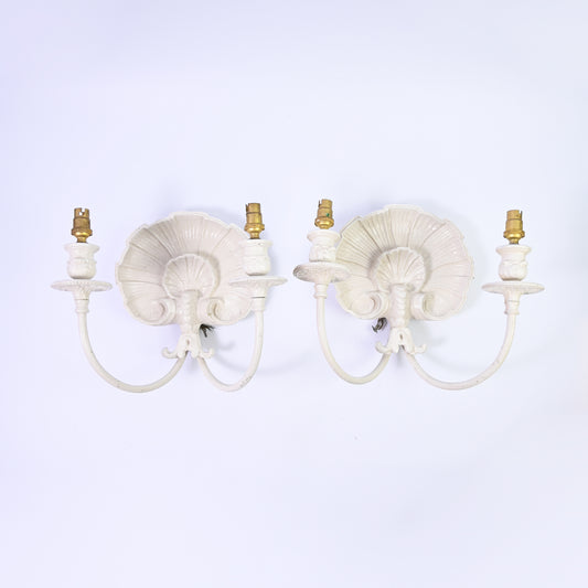 French Mid Century Toleware shell sconce lights