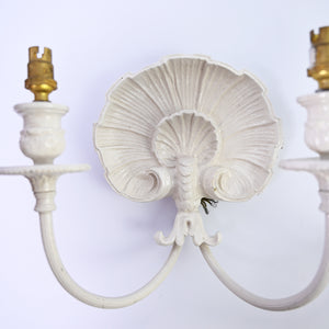 French Mid Century Toleware shell sconce lights