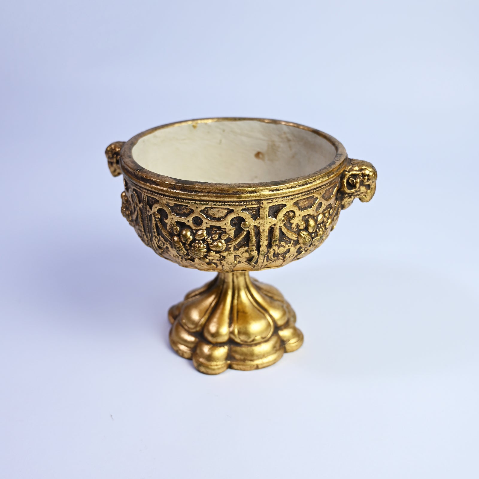 Terracotta gold Italian fruit and vine footed centrepiece