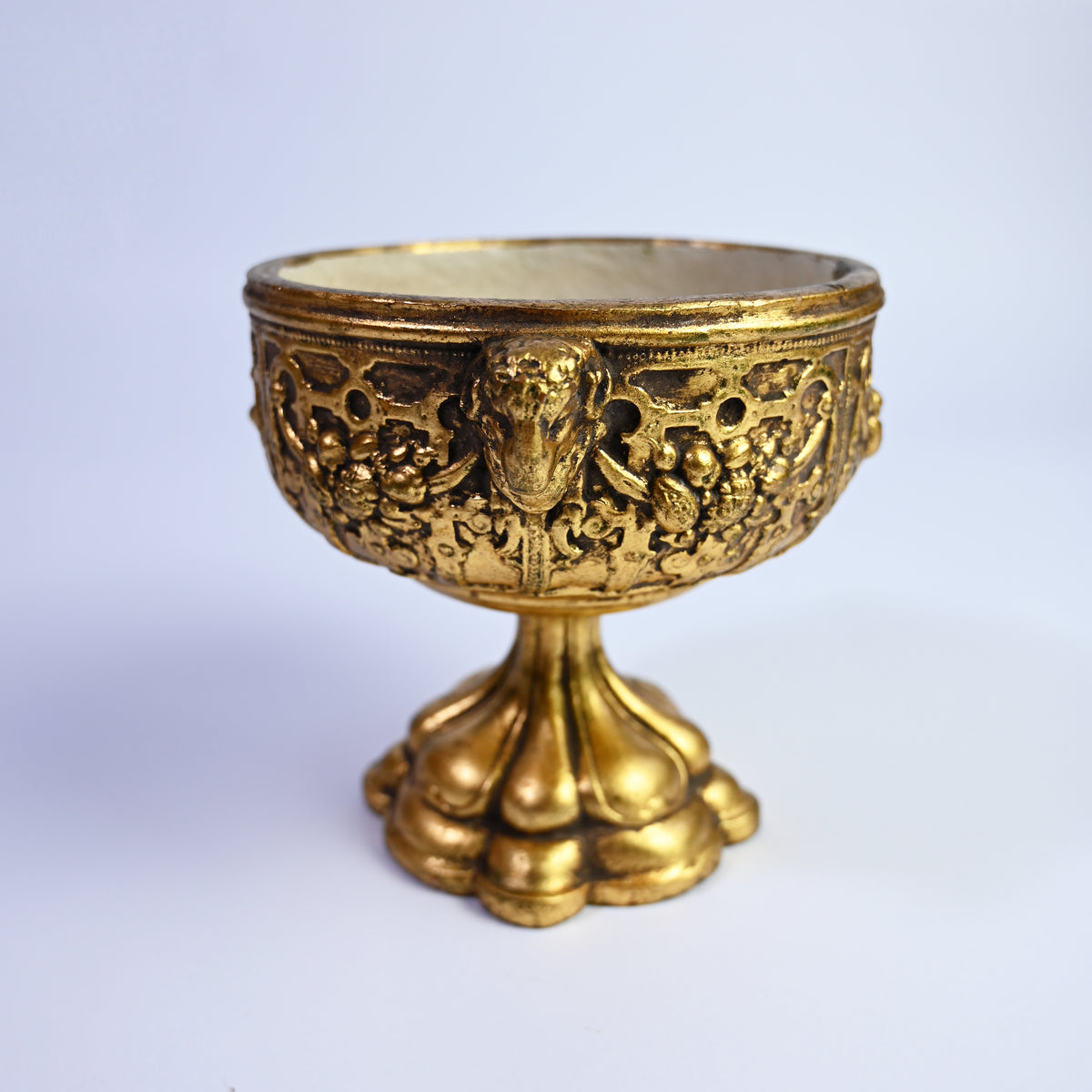 Terracotta gold Italian fruit and vine footed centrepiece