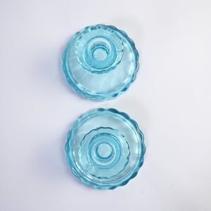 Scalloped Glass Candle Stick Holders