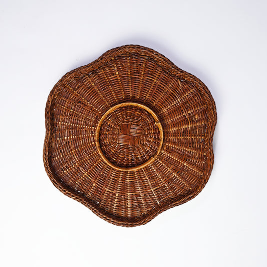 Scalloped French Wicker Tray
