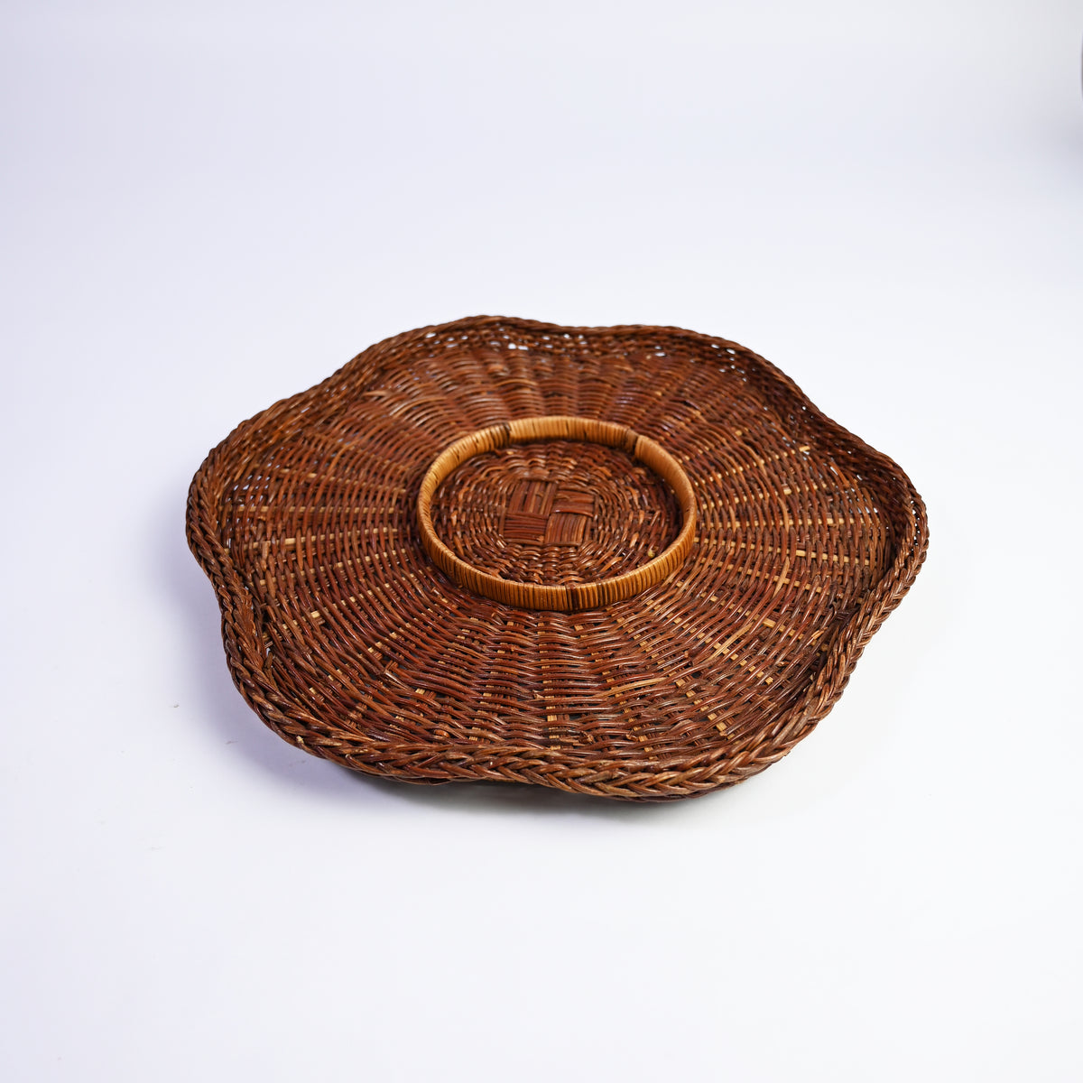 Scalloped French Wicker Tray