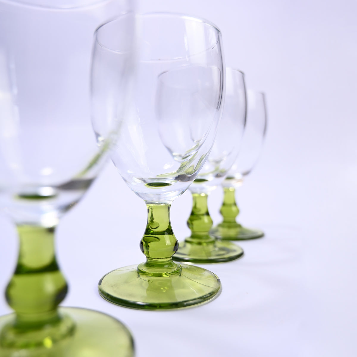 Olive Stemmed Vintage Wine Glasses