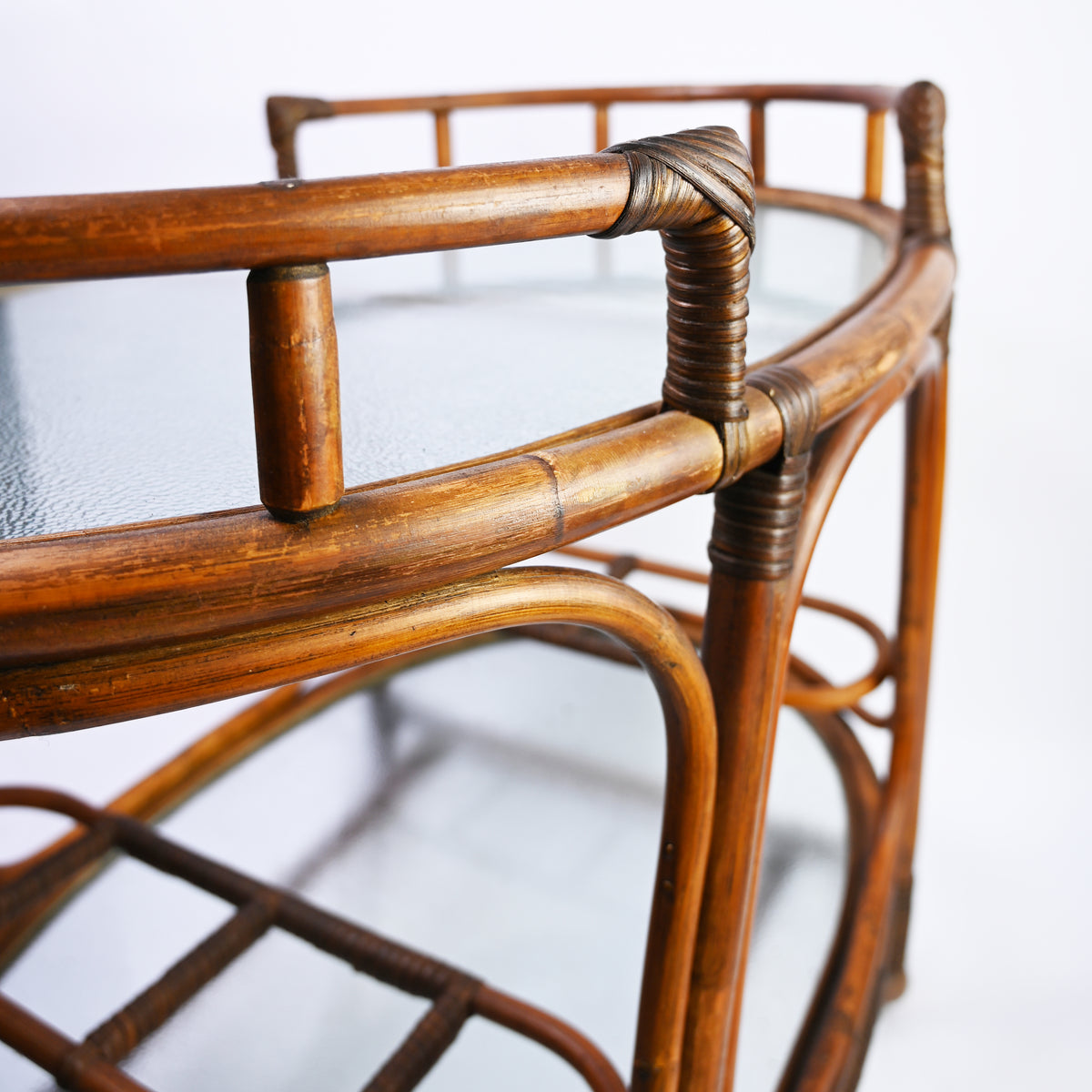 Art Deco Bamboo and Glass Drinks Trolley