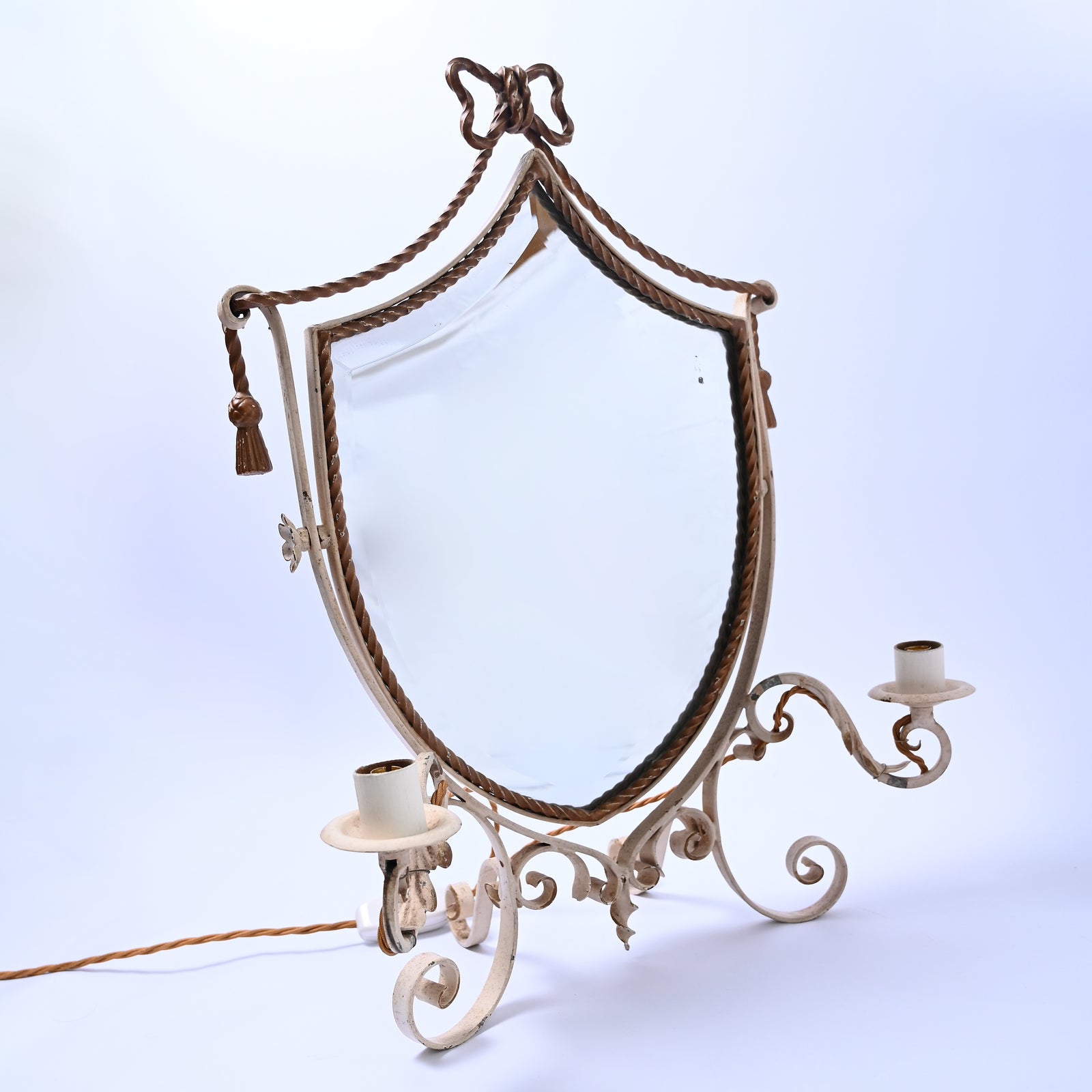 Rope Gilded Vanity Mirror with candle holder lights
