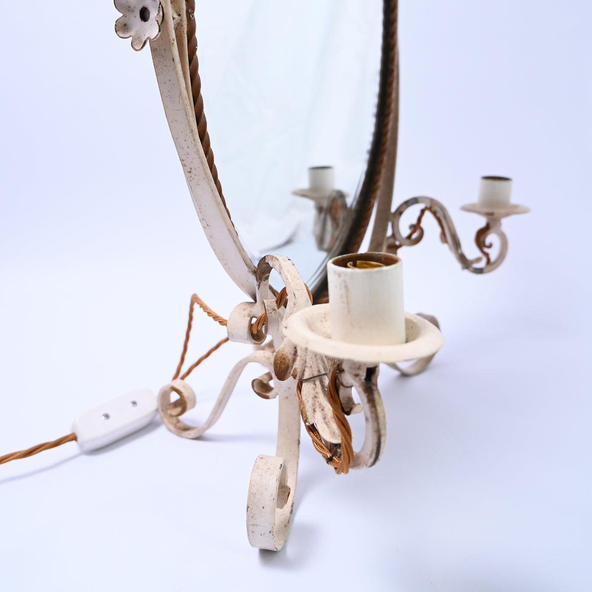 Rope Gilded Vanity Mirror with candle holder lights