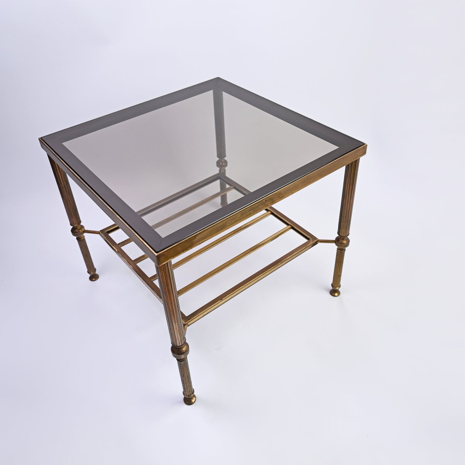 Elegant Brass and Smoked Glass Table