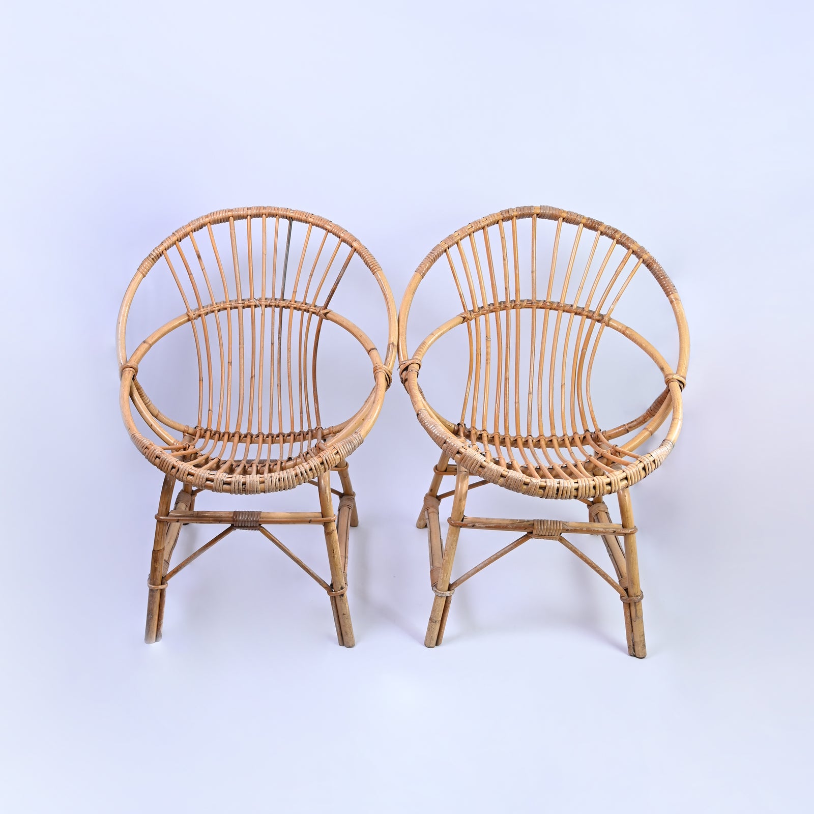 Pair of Small  Vintage Bamboo Chairs