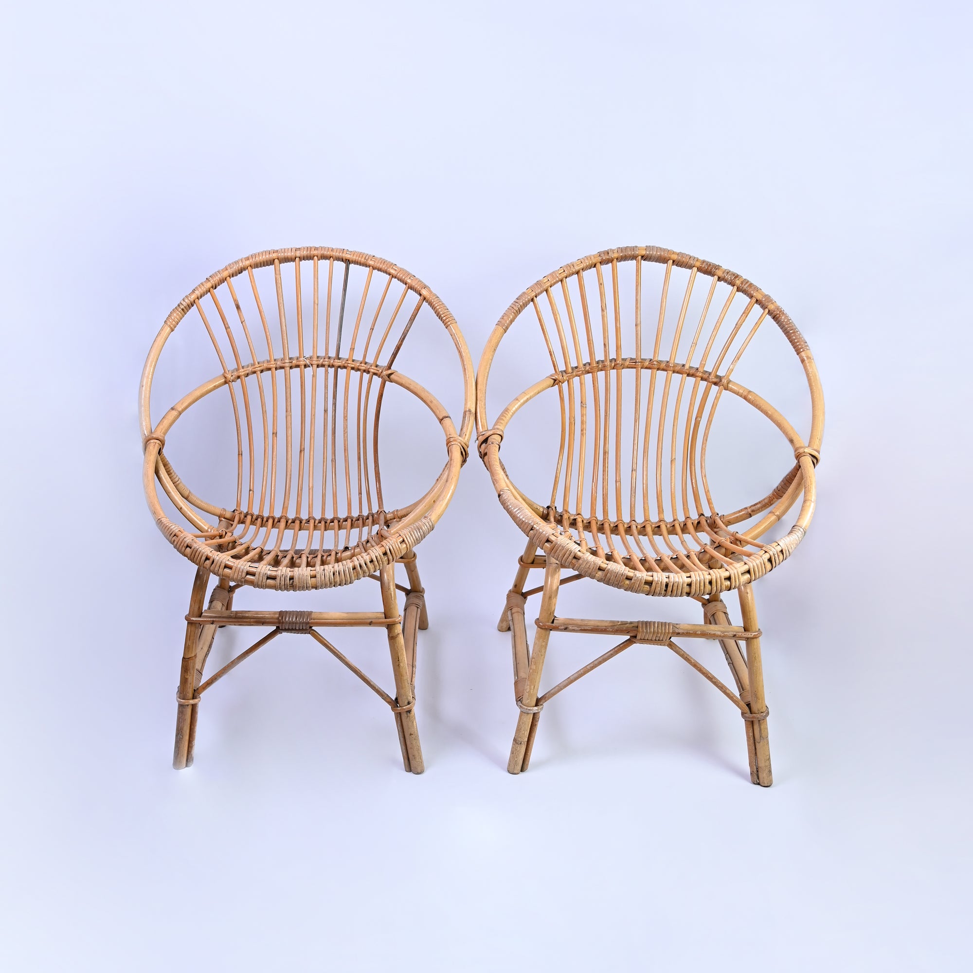 Pair of Small  Vintage Bamboo Chairs