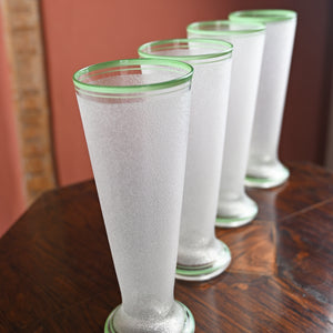 Set of Neon Green Tipped Frosted Glasses