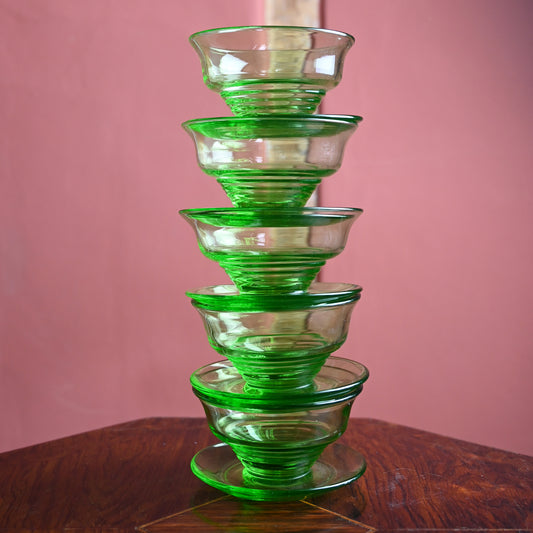 Set of Uranium Green Bowls