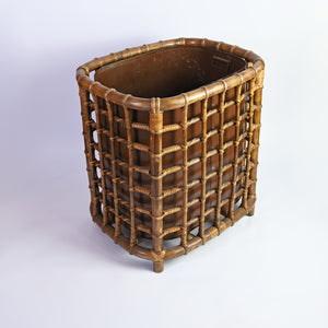 Large Copper and Bamboo Storage Basket