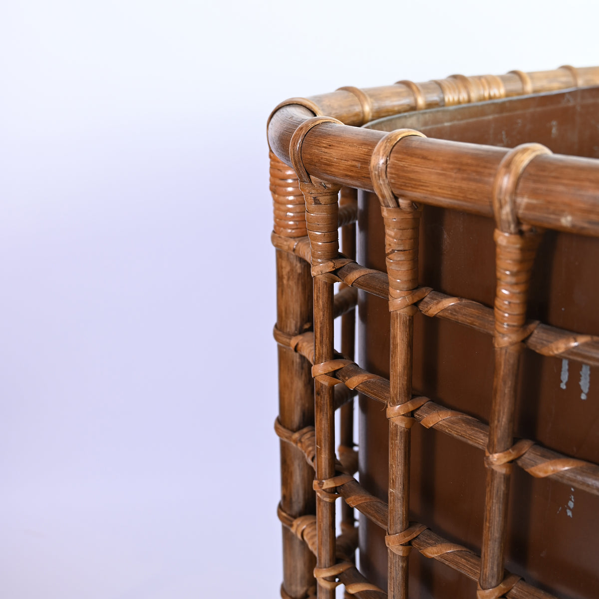 Large Copper and Bamboo Storage Basket