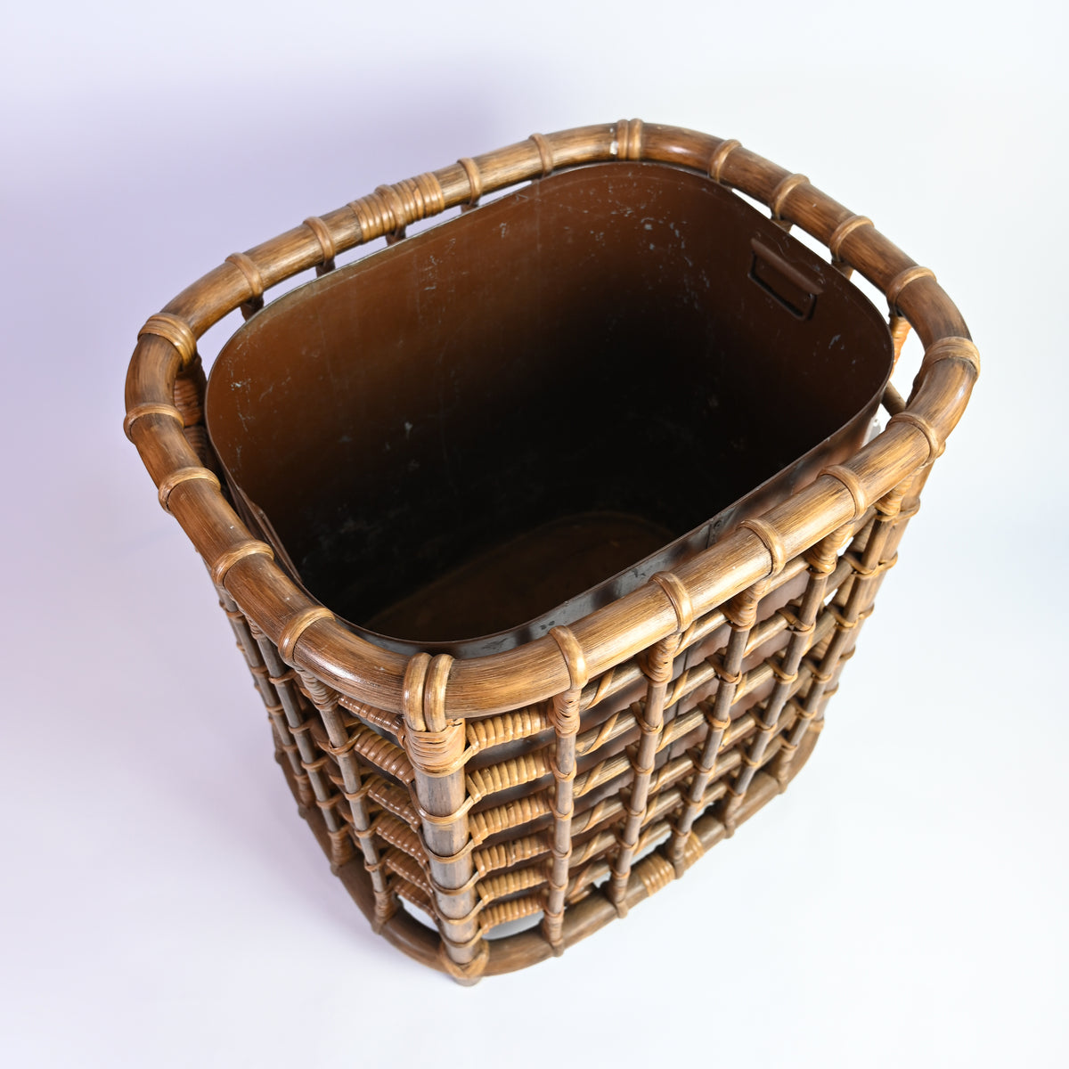 Large Copper and Bamboo Storage Basket