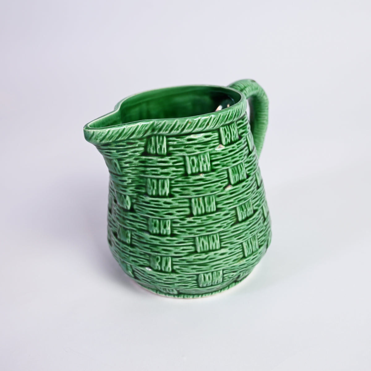 Jade Green Woven Ceramic Jug
