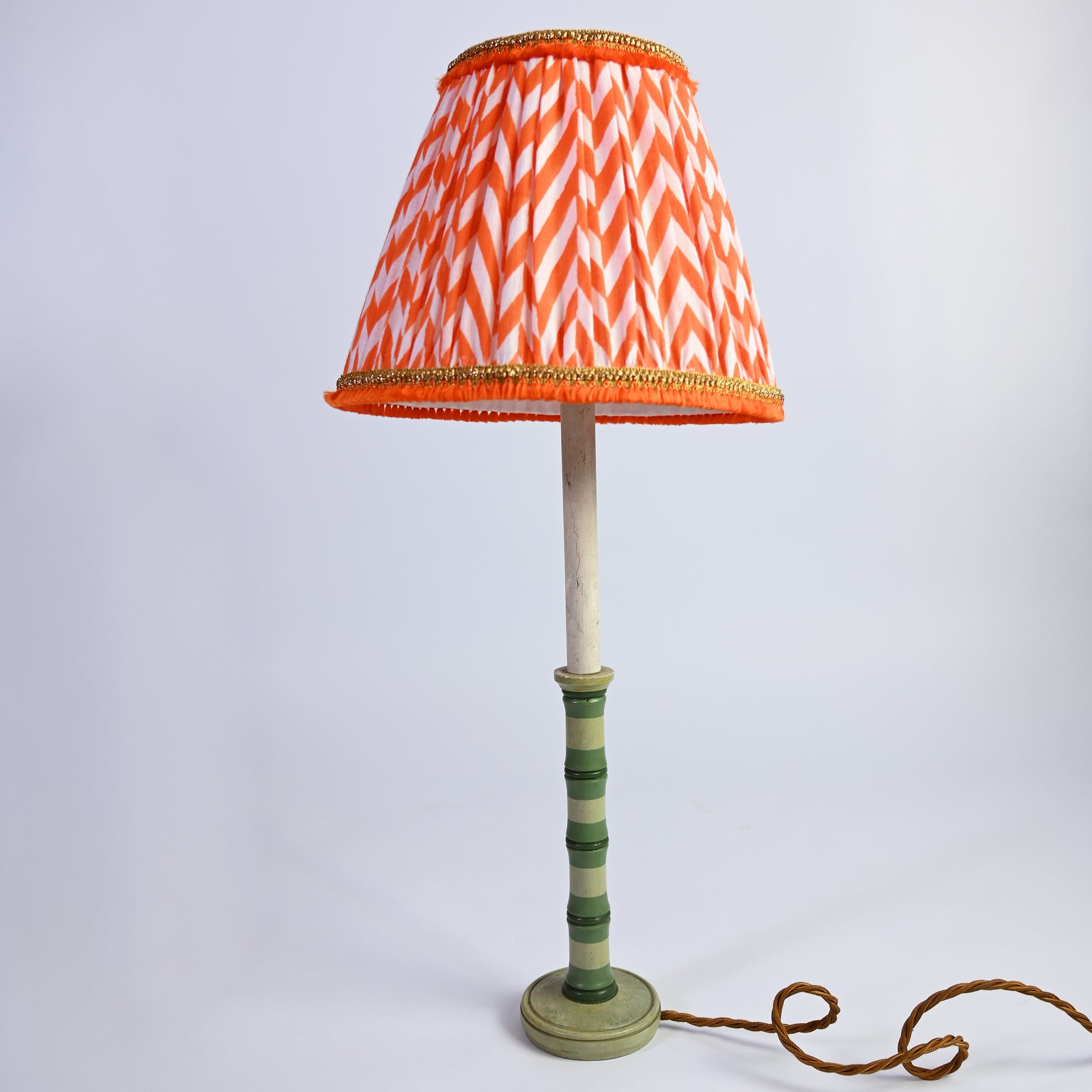 Striped Green Lamp Base